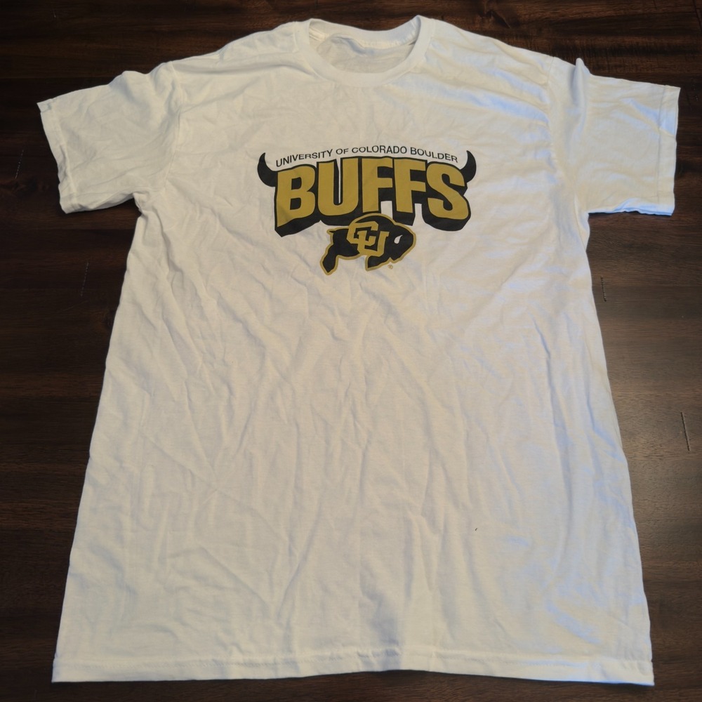 Unbrand Mens Mens T Shirt Large White Graphic NCAA CU Buffaloes Cotton Tee